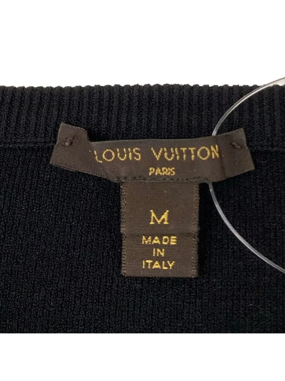 Louis Vuitton Dress Dlq Black White Navy Crew Neck Sleeveless Knee-length M